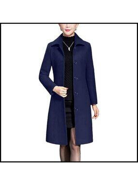 Women's Wool Trench Coat Long Thick Winter Overcoat Slim Fit Walker Coat